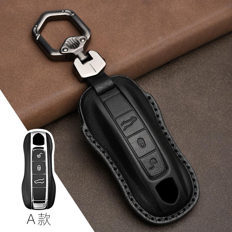 Genuine leather Protector For Porsche New Cayenne Panamera 911 992 Taycan Key Case Cover Fob
