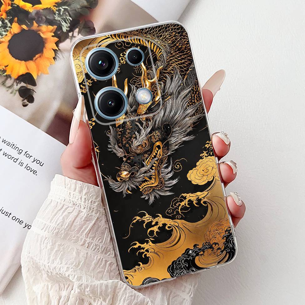 Clear For Redmi Note 14S 4G Case Cover Luxury Butterfly Love Fashion Flowers Cool Lion Cute Painted Soft Casing
