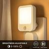 LED Night Light Motion Sensor Plug-in Wall Lamp Dimmable Warm White Smart Bedside Light with Guide Panel