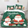 Комплект пододеяльников с цифровой печатью в рождественском стиле - полиэстер - декор спальни - 1 покрывало + 2 наволочки (нет подушки)
