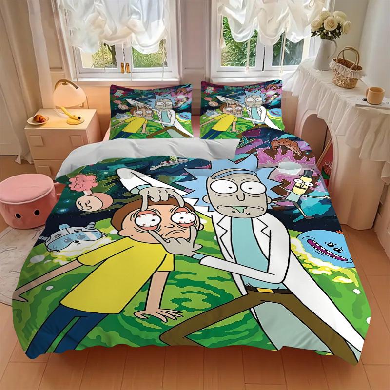 Набор пододеяльников Rick_and_Morty из 3 предметов, 1 пододеяльник + 2 наволочки (Без вкладыша), Печать высокого разрешения для всех сезонов, Прочный yy251103063