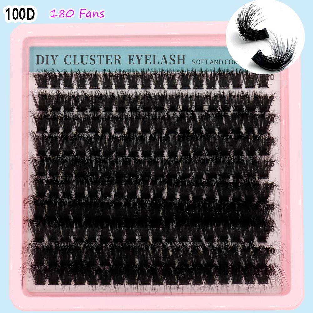 Black Tufted Eyelashes, 10 Rows , CC/D/DD Hot-melt Mink Eyelashes, with Long Eyes.