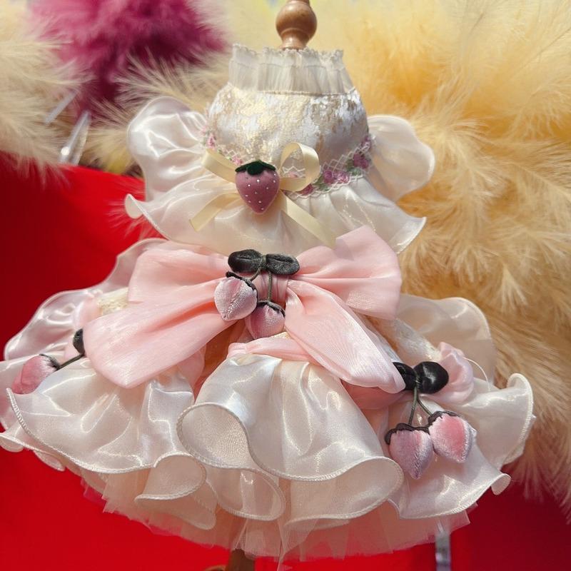 Dogs Wedding Dress Gown with Detachable Long Tailing,Spring Pet Puppy Formal Apparel Princess Clothes for Parties Photographing