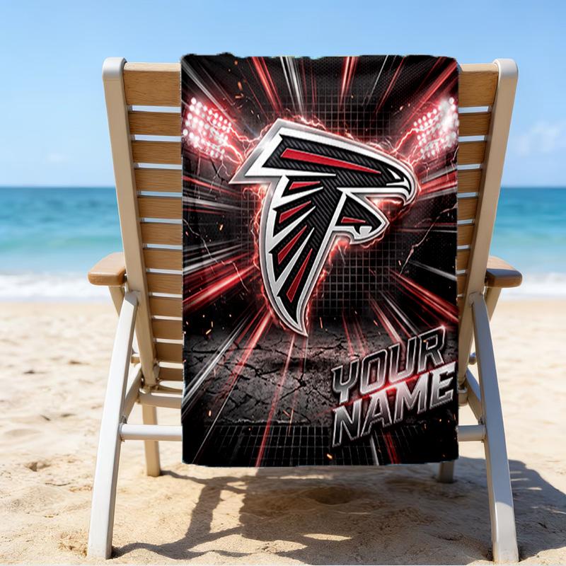 Custom Name Beach Towel Atlanta-Falcons Rise Up Beach Towel, Soft Microfiber, Gift for Her/Him, Birthday, for Pool, Beach, Travel, Fan gifts