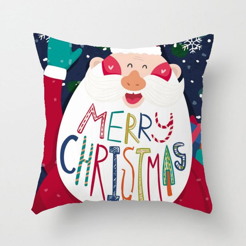 Creative Hand-Drawn Cartoon Christmas Pillow Cover Decorative Throw Cushion Case Living Room Car Holiday Home Decor