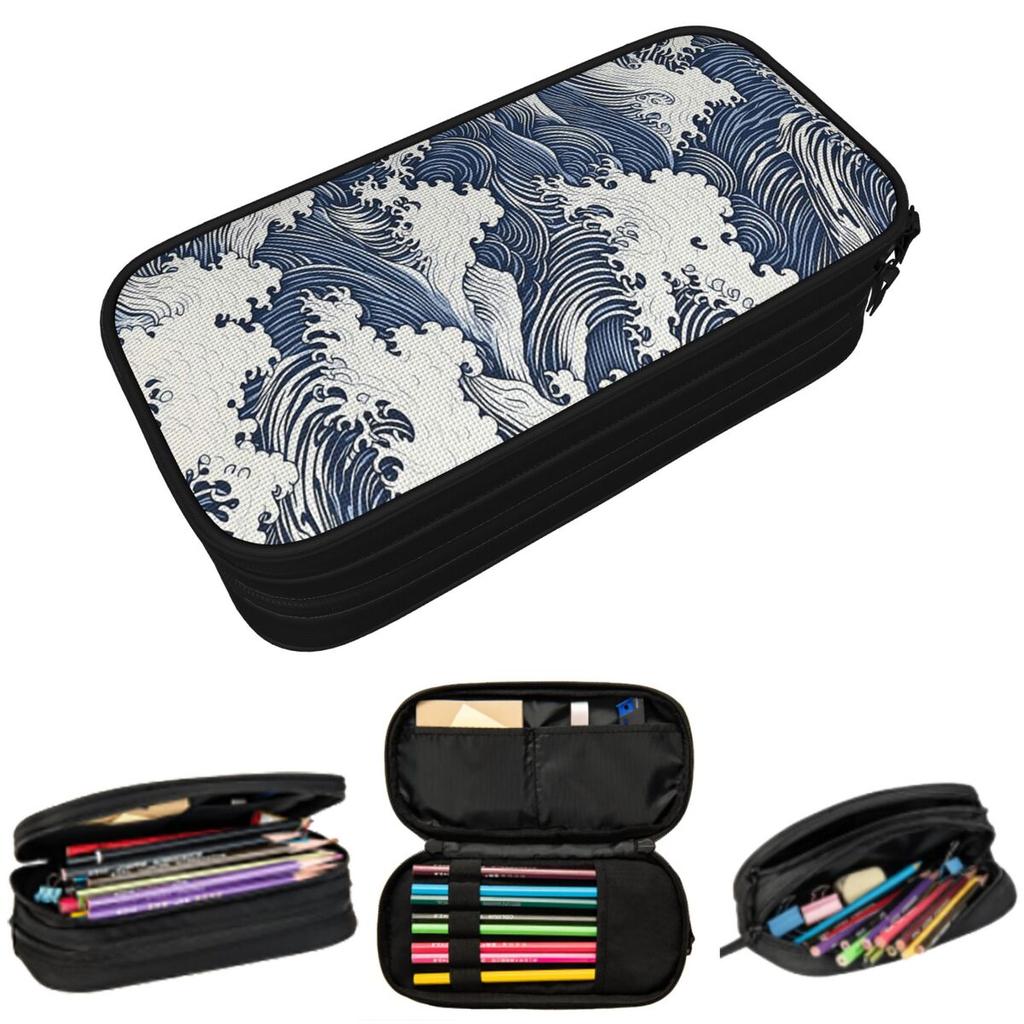 Great Wave Kanagawa Ocean Sea Water Waves Pencil Case for Kids Gifts Pen Box Pencil Bag Stationery Supplies Pen Holder Bag