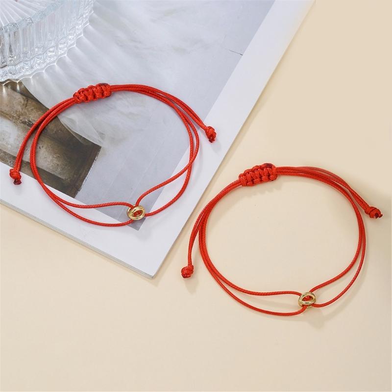 2 шт. Парные браслеты Бусины на удачу Ручная цепочка Регулируемый Ручной работы Наручная цепочка из плетеной веревки Аксессуар
