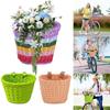 4pcs/Set PE Rattan Wicker Bicycle Front Storage Basket+Bell+Tassel +Sticker Kid Adult Adjustable Handwoven Bike Handlebar Basket