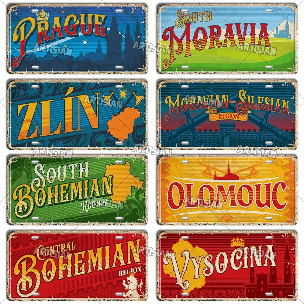 Artisian CZECH MINSK MOSCOW Ctiy Russia Travel Metal Sign Landmark Tin Plaque License Plate Car Plate Wall Decor Garage Bar