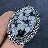 Натуральный камень Снежный обсидиан Ювелирное изделие из серебра 925 пробы Кольцо Размер 7 o0v41
