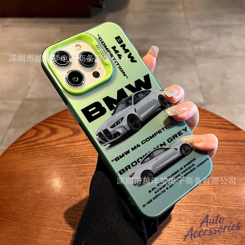 Автомобильный чехол BMW с логотипом, всесторонний, для телефона, для Ferrari Racing, для iPhone 11 12 13 14 15 16 17 Max Pro X XR XS Mini 7 8 Plus, наклейка cwjn00