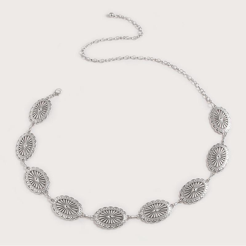 New Hollow Western Style Embossed Waist Chain Accessories Versatile and Fashionable Domestic Sales Ladies Metal Decorative Chain