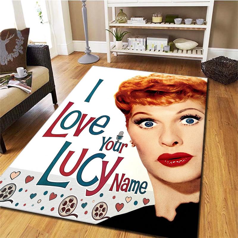 Love Lucy Comics Custom Name Carpet Rug For Living Room Bedroom Home Sofa Decoration Kids Play Nonslip Floor Mat