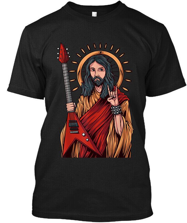 NEW POPULAR! Jesus Playing Guitar Humor Graphic Retro Vintage T-Shirt Size S-4XL Unisex T-Shirt