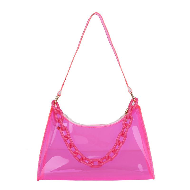 2025 Summer New Fashion Women's Bags Ins Small Fresh Jelly Bag Solid Color Transparent Women's Armpit Bag Small Shoulder