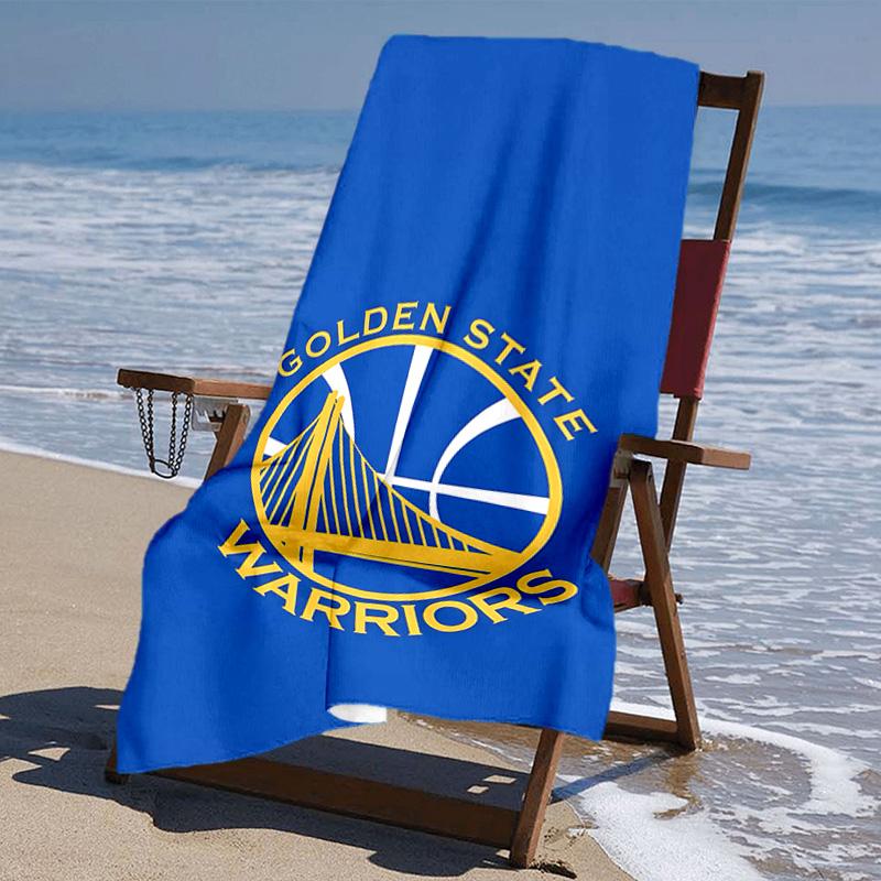 proof beach towel with Golden State Warriors logo pattern - soft,absorbent,quick-drying,machine washable - perfect for swimming,camping,bathing