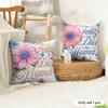 Feliz Dia MaMa Flowers Cushion Cover Natural Linen Organic Fabric DoubleSided Printing Couch Pillow Covers Home Decor