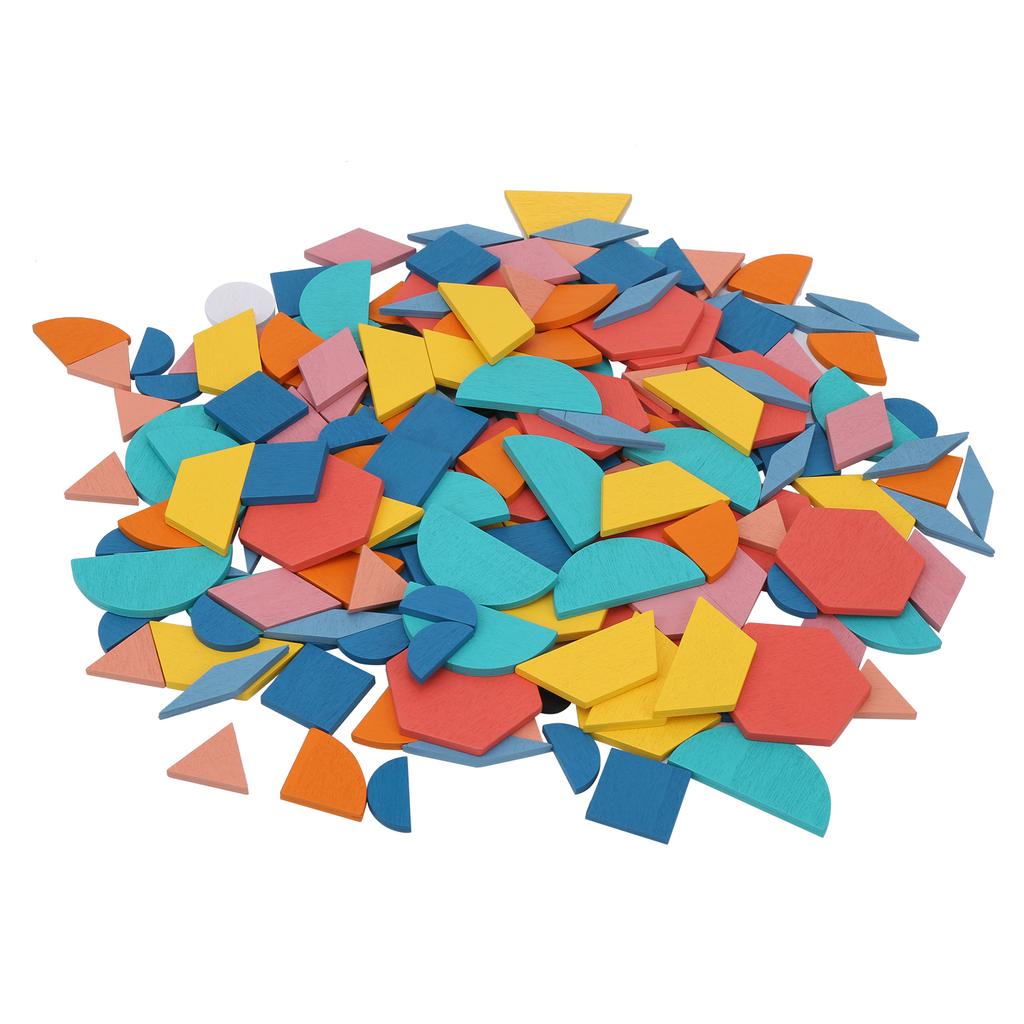 Kids Puzzle Toy, Wooden Pattern Blocks Set Geometric Shape Puzzle Educational Jigsaw Puzzle Toy