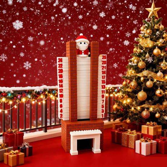 Календарь Адвента Санта 3D Санта Клаус Спускающийся по Камину Рождественское Украшение для Отсчета Времени со Скользящим Дизайном для Праздничного Настольного Украшения