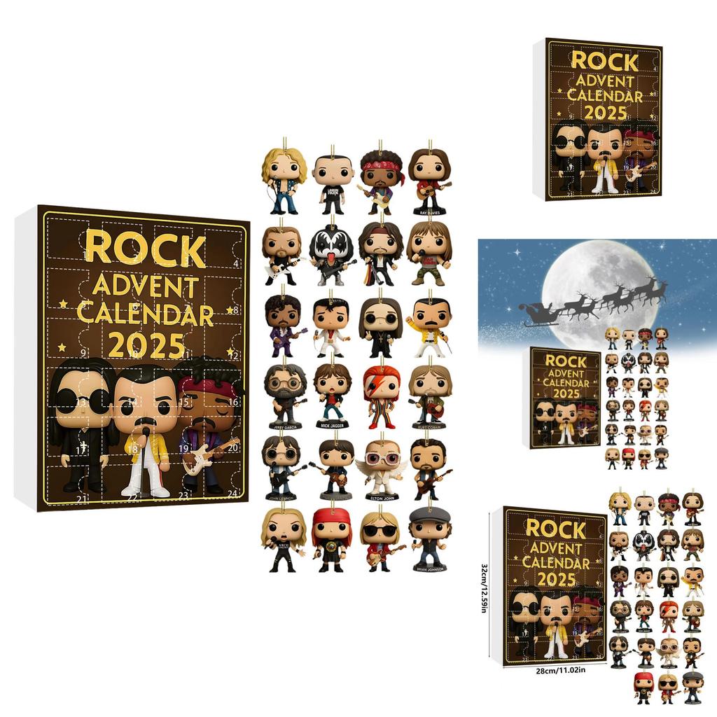Рождественский адвент-календарь Rock Band с акриловыми фигурками для праздничного декора и дарения