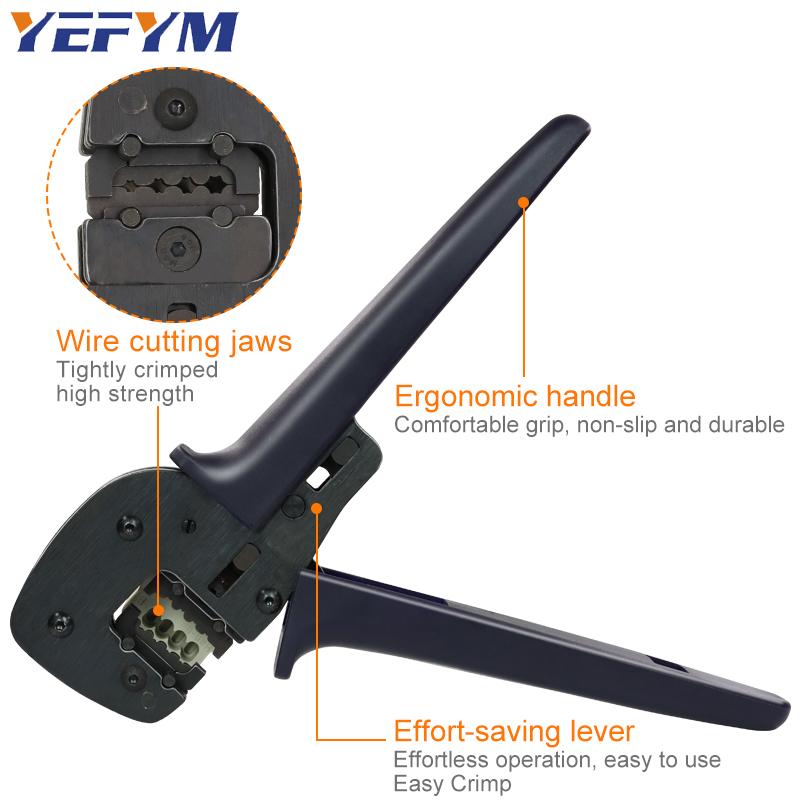 Клещи для обжима клемм стартера для авиации и тяжелых условий эксплуатации YEP-166 0,5–6 мм²/24–10AWG, вертикальные электрические инструменты для обжима YEFYM