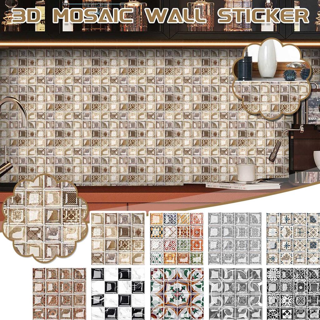 3D самоглазурованные стеклянные наклейки Стеклянная плитка DIY Наклейки на стену Наклейка на пол