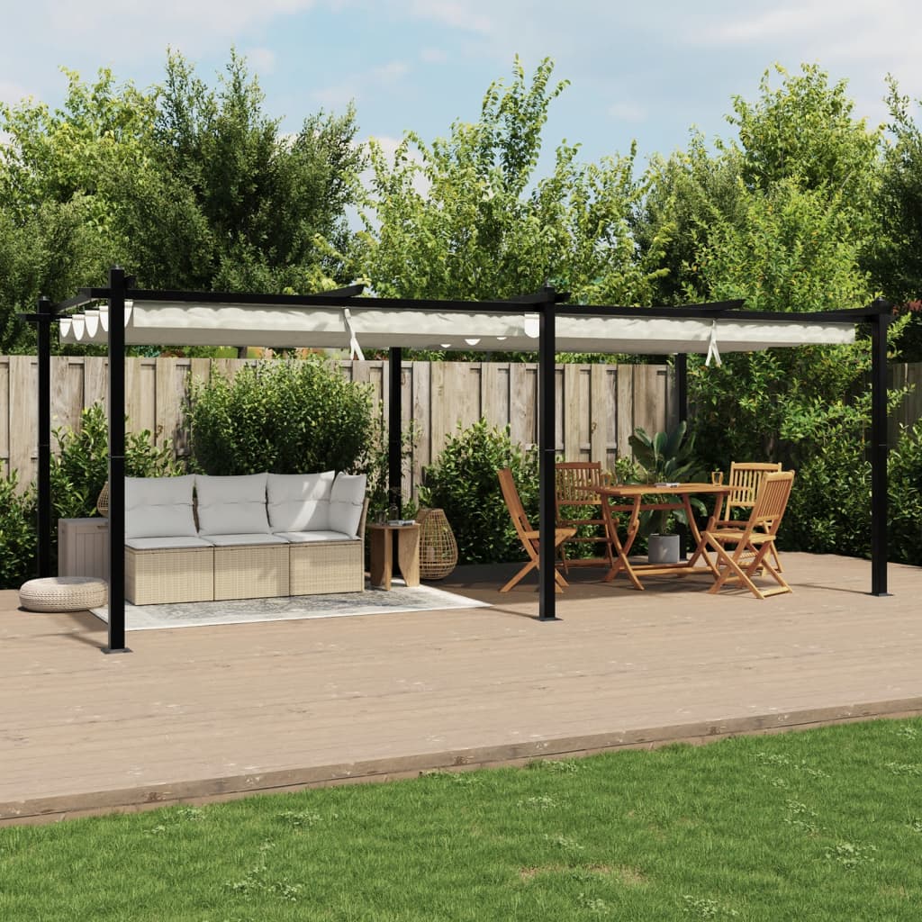 Garden Pavilion with Retractable Roof Cream 3x6 m Aluminum