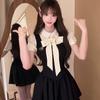 Французский колледж стиль поддельное двухсекционное платье женское летнее нишевое темперамент горошек пышное платье принцессы женская одежда