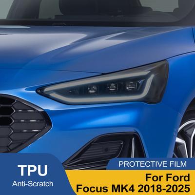 Защитная пленка для фар автомобиля для Ford Focus MK4 2018-2025 Дымчато-черная, вырезанная по форме, TPU PPF, устойчивая к царапинам, глянцевая виниловая пленка, комплект