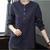 Cotton Linen Shirt Women's Long Sleeved Loose Spring Outfit Stand Up Collar Fashionable Plus Size Fat Mm Casual Top Blouses & Shirts