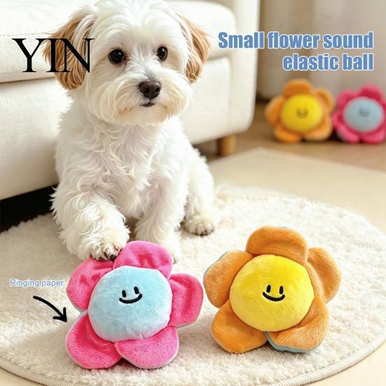 Durable Pet Toys for Fetch Crinkle Flower Dog Toy, Squeaky Spiky Ball Inside, Plush Puppy Paper Chew Interactive Toy Small And Medium Dogs Stuffed