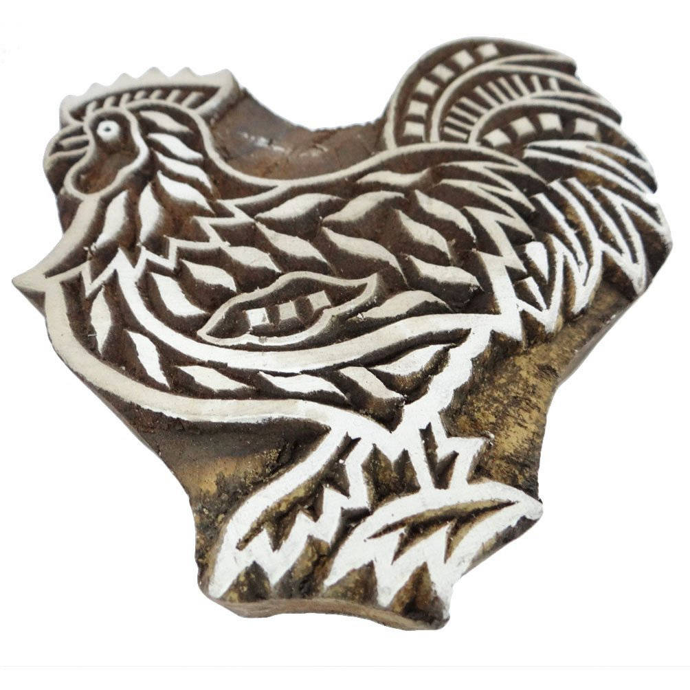 Традиционная деревянная печать на ткани петуха с печатью блока ручной работы в Индии