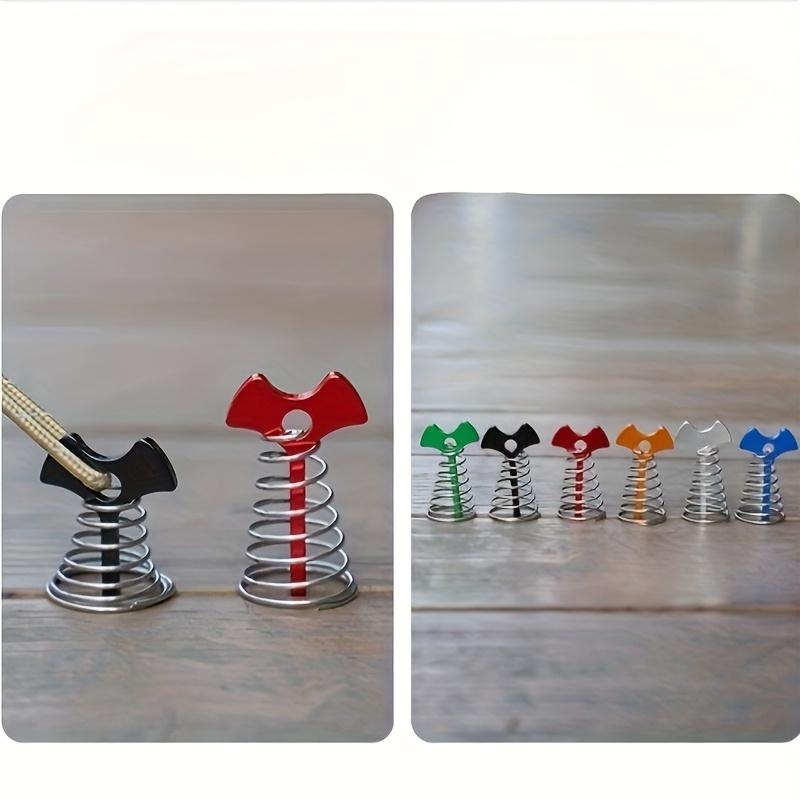 8pcs Stainless Steel Deck Nails with Spring Buckle, Fish Bone Design for Secure Binding, Suitable for Outdoor Camping and Hiking