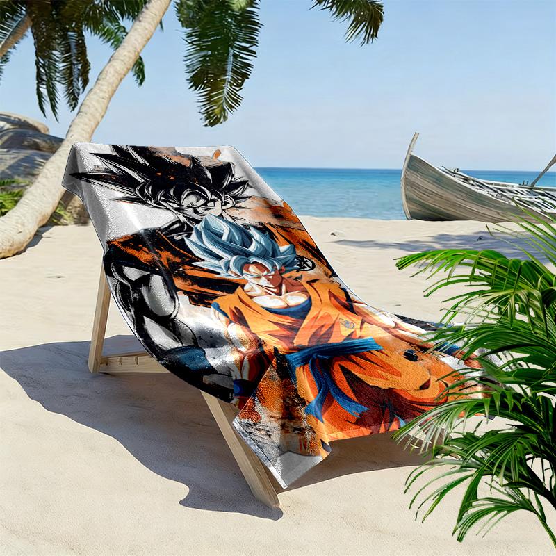 Son Goku Print Beach Towel, Large Soft Quick Dry Towel for Beach Camping Swimming