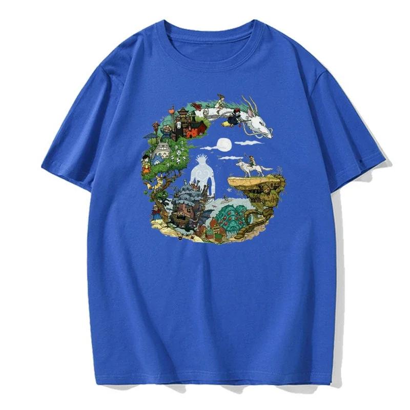 Мужская футболка с принтом в стиле аниме, большая хлопковая футболка, высококачественная брендовая футболка, уличная свободная футболка