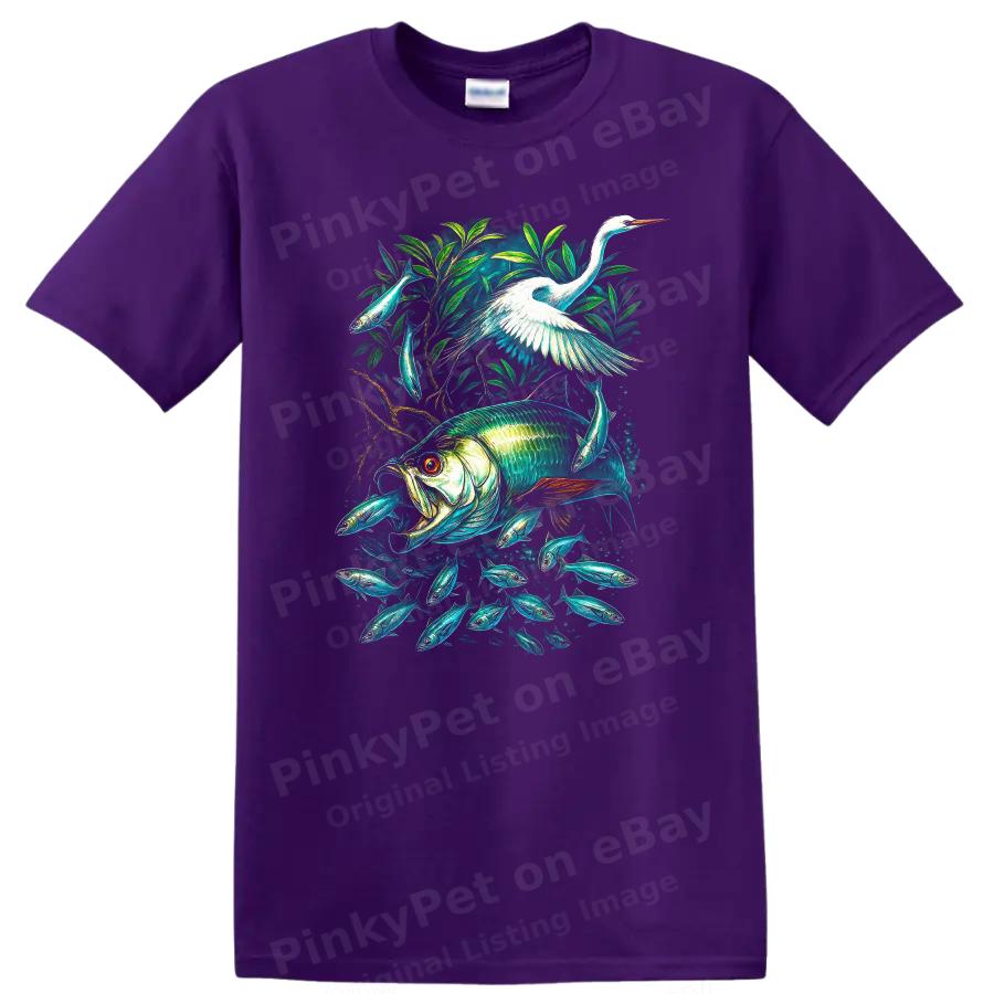Fish Art Graphic T Shirt Fishing Design Wildlife Scene Nature Lover Tee