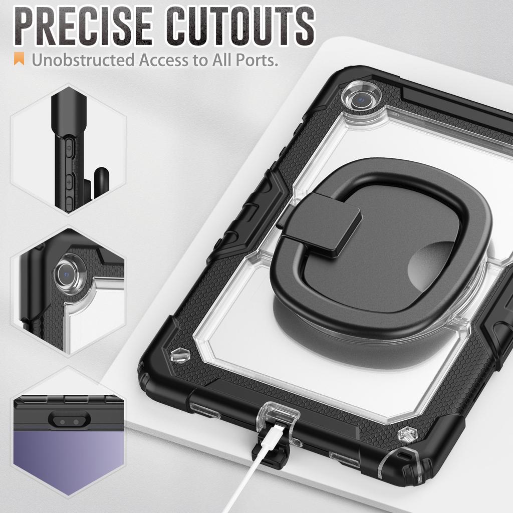 For Samsung Galaxy Tab A9+ SM-X210/X216/X218 Case Ring Kickstand PC+Silicone Shockproof Tablet Cover