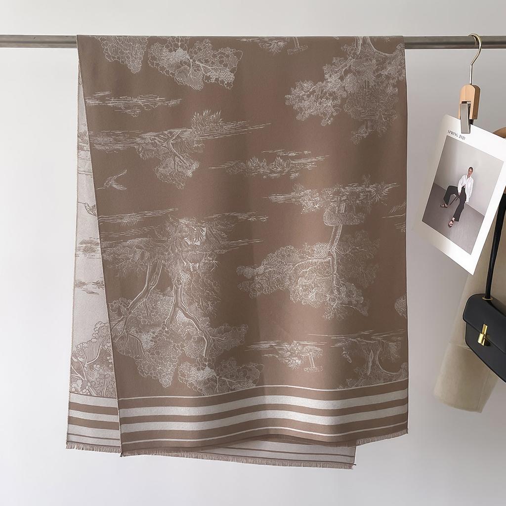 Осенне-зимний теплый модный шарф High Sense Literary, двусторонний печатный шарф-накидка, классический женский шарф