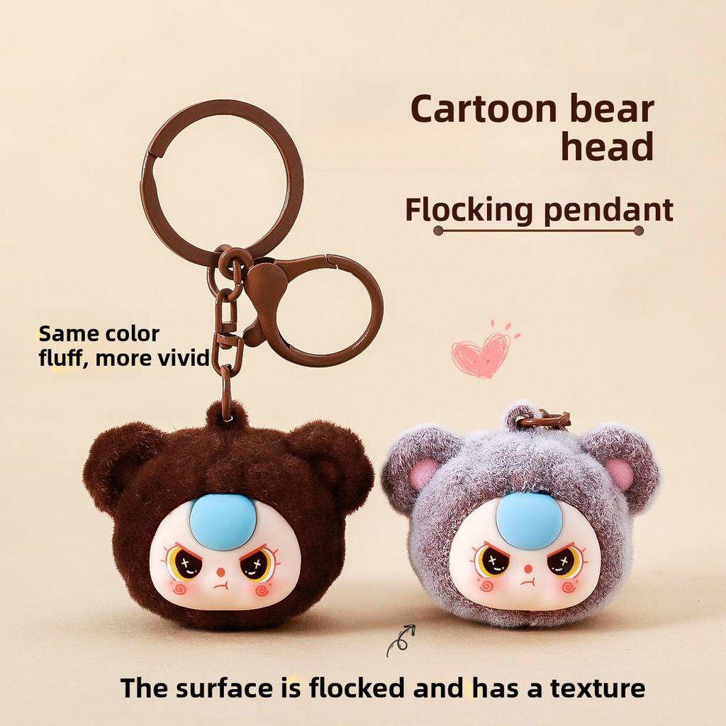 Cute Baby Three Cartoon Pile Coating Panda Head Pendant Keychain For Kids And Friends