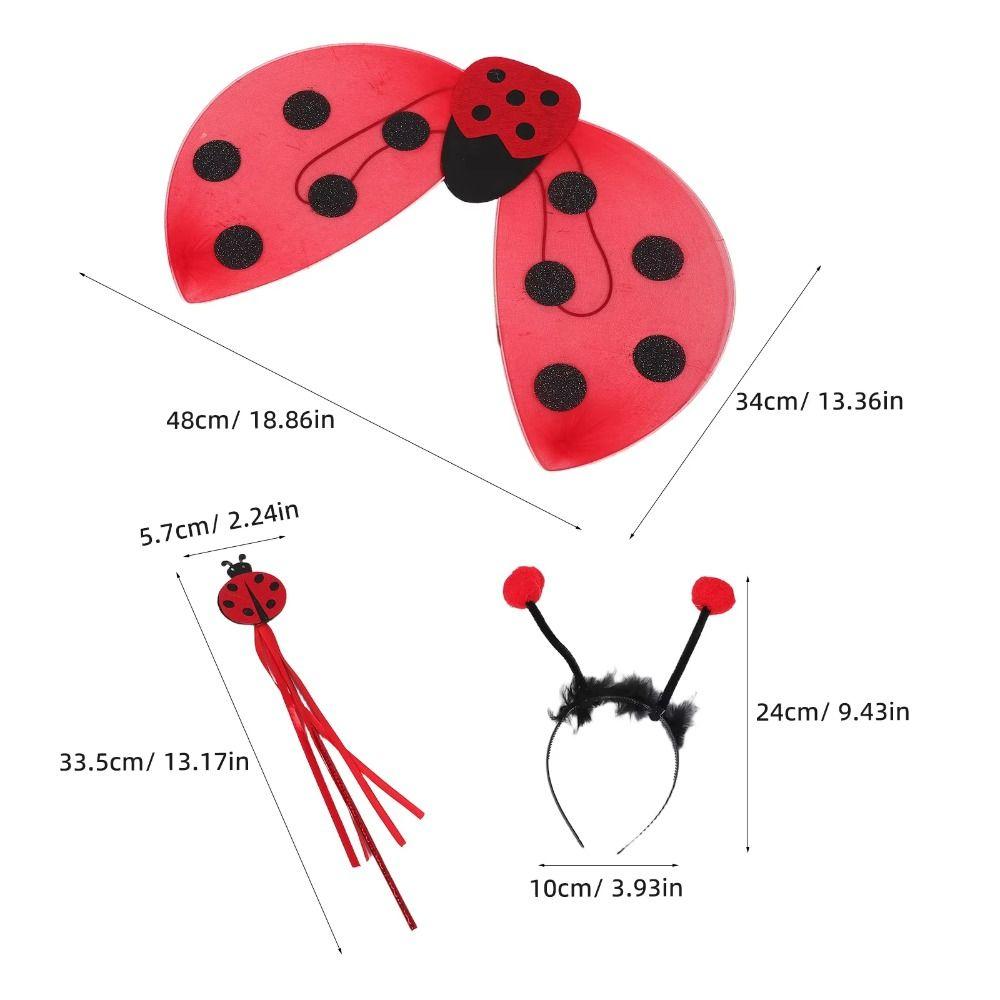 Headband Ladybug Costume Foldable Wings Performance Costumes Insect-themed Costumes  Halloween