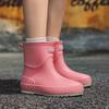 New Rain Boots Women's Medium Tube Casual Versatile Rain Boots Waterproof and Non-slip Fashionable Wear-resistant Velvet Warm Water Boots Shoes