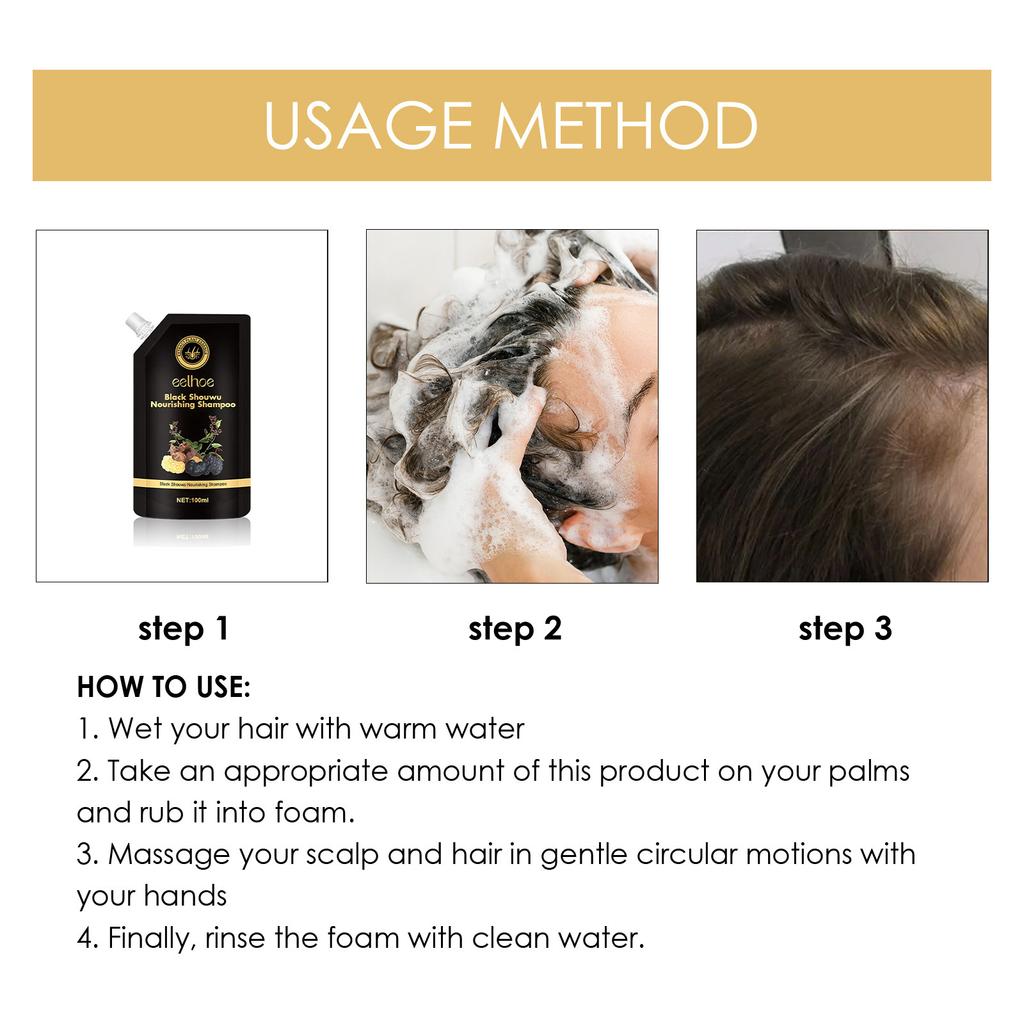 EELHOE 100 мл Polygonum Multiflorum Шампунь против выпадения волос Освежающий шампунь против перхоти и зуда, контролирующий жирность волос