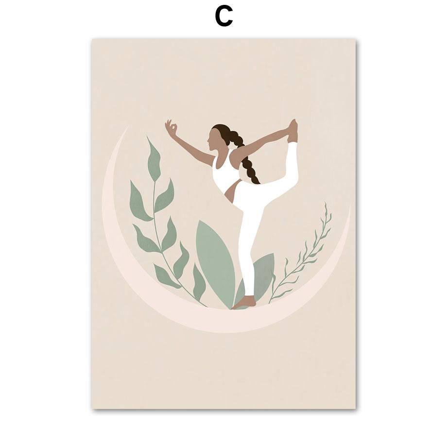 Boho Lotus Yoga Girl Медитация Успокаивающий Дзен Холст Картина Скандинавские Плакаты Печать Настенные Картины Для Гостиной Домашний Декор