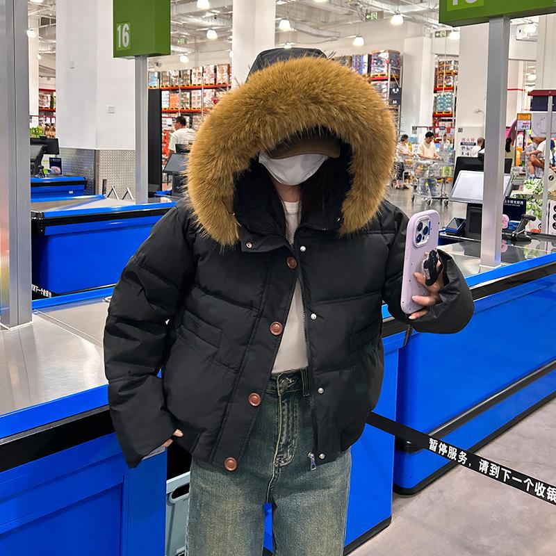 Зимнее новое японское и корейское пальто из хлопка с капюшоном, маленькое студенческое повседневное утолщенное с большим меховым воротником для женщин