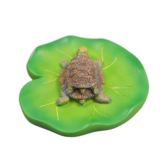 Плавучий Лист Лотоса Черепаха Фигурка Двойная Черепаха Статуя Скульптура Сад На Открытом Воздухе Двор Пруд для Рыб Аквариум Украшение Орнамент