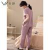 Women's summer sleepwear, thin ice silk short sleeved pants, new silk cool home wear, imitation silk set