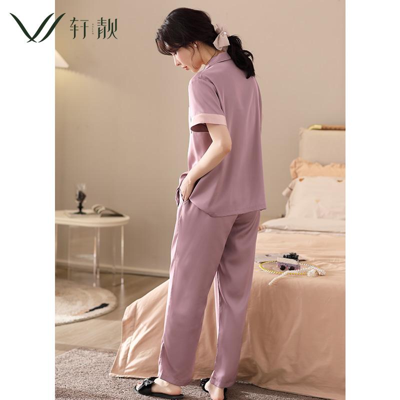 Women's summer sleepwear, thin ice silk short sleeved pants, new silk cool home wear, imitation silk set