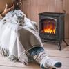 Electric Fireplace with Flame Effect, 1000W/2000W Electric Fireplace with Overheat Protection and Thermostat, in ABS and Glass, 45x28x54cm, Black