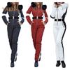 Women Winter Outdoor Jumpsuit Removable Hood Parka Padded Windproof Keep Warm Waterproof Snowboard Ski Suit Zipper Closure Outdoor Sports Clothes