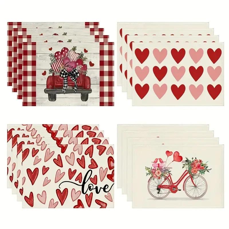 4pc Valentine S Day Table Decor Heat Resistant Placemats Coffee Table Decoration table mat